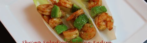 Healthy Shrimp Avocado Salad on Belgian Endive